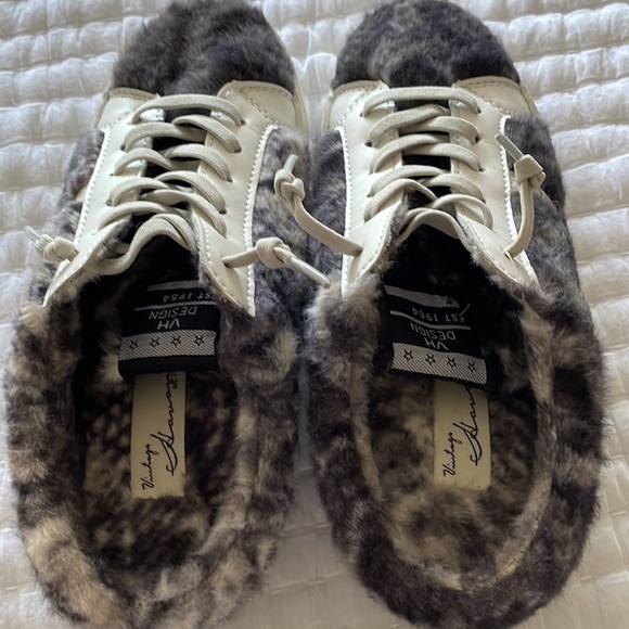Vintage Havana charcoal gray faux fur slide sneakers size 6.5 - Picture 6 of 7